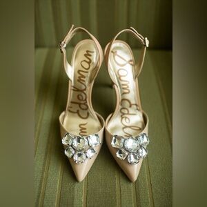 Sam Edelman Nude Heels with Sparkling Gems